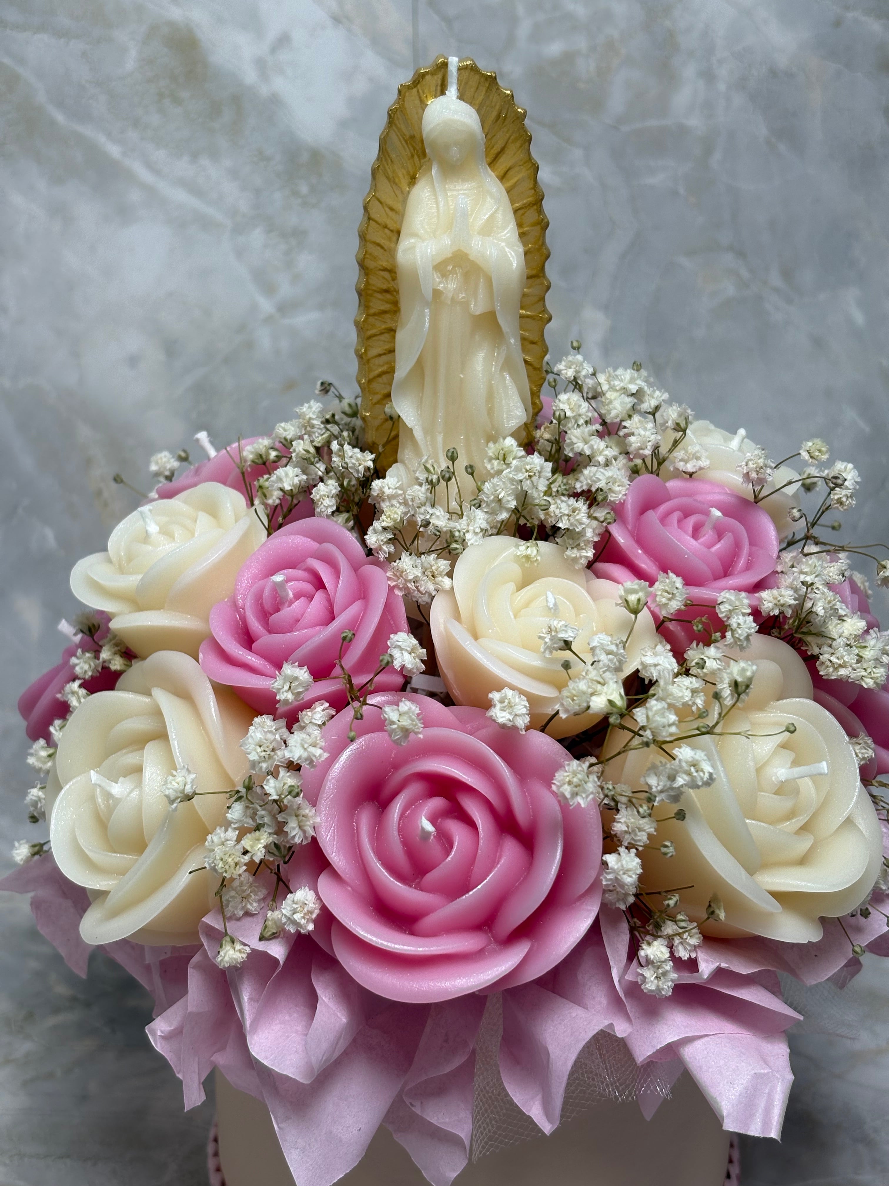 Bouquet de Velas Virgen – Fe, Luz y Amor