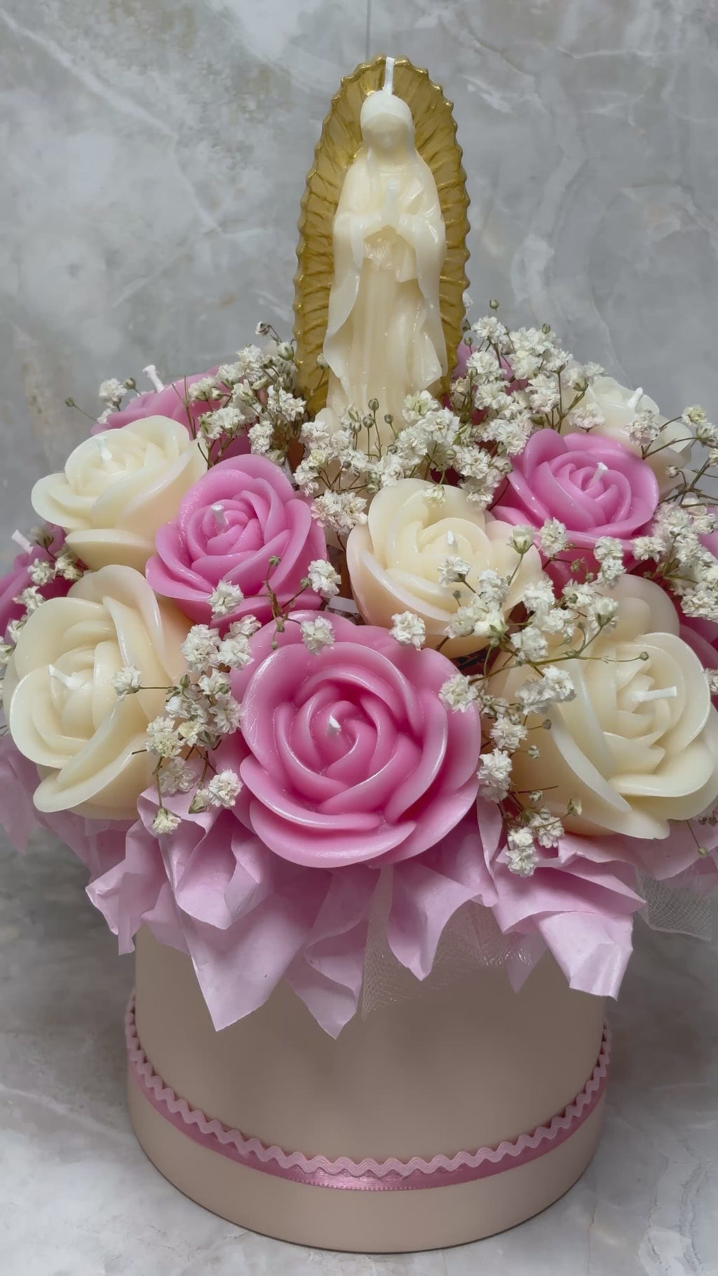 Bouquet de Velas Virgen – Fe, Luz y Amor